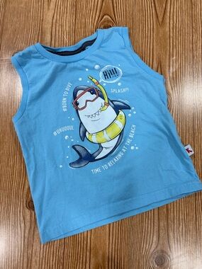 4/$20 Kiko Blue Boys' Shark Graphic Tank Top 100% Cotton Size 3